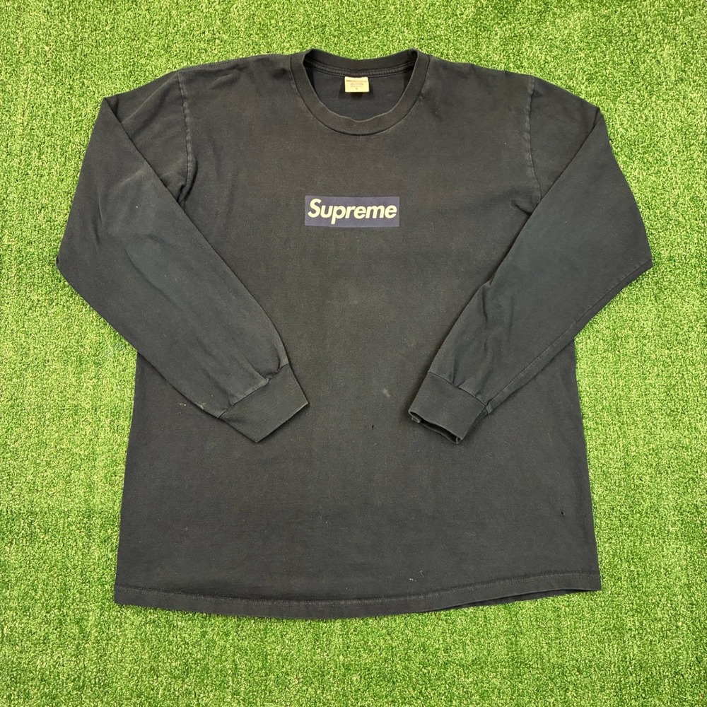 Supreme Box Logo Long Sleeve Tee‎ Navy FW20